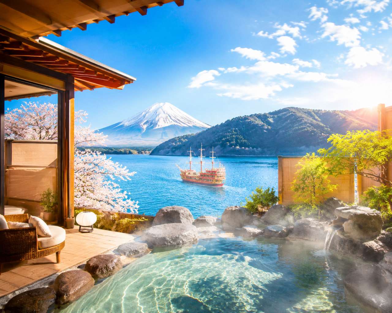 箱根溫泉與山景